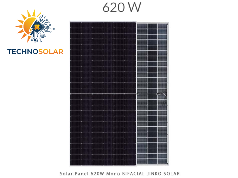 پنل خورشیدی 620 وات مونو کریستال مدل بایفشیال N-Type برند JINKO SOLAR